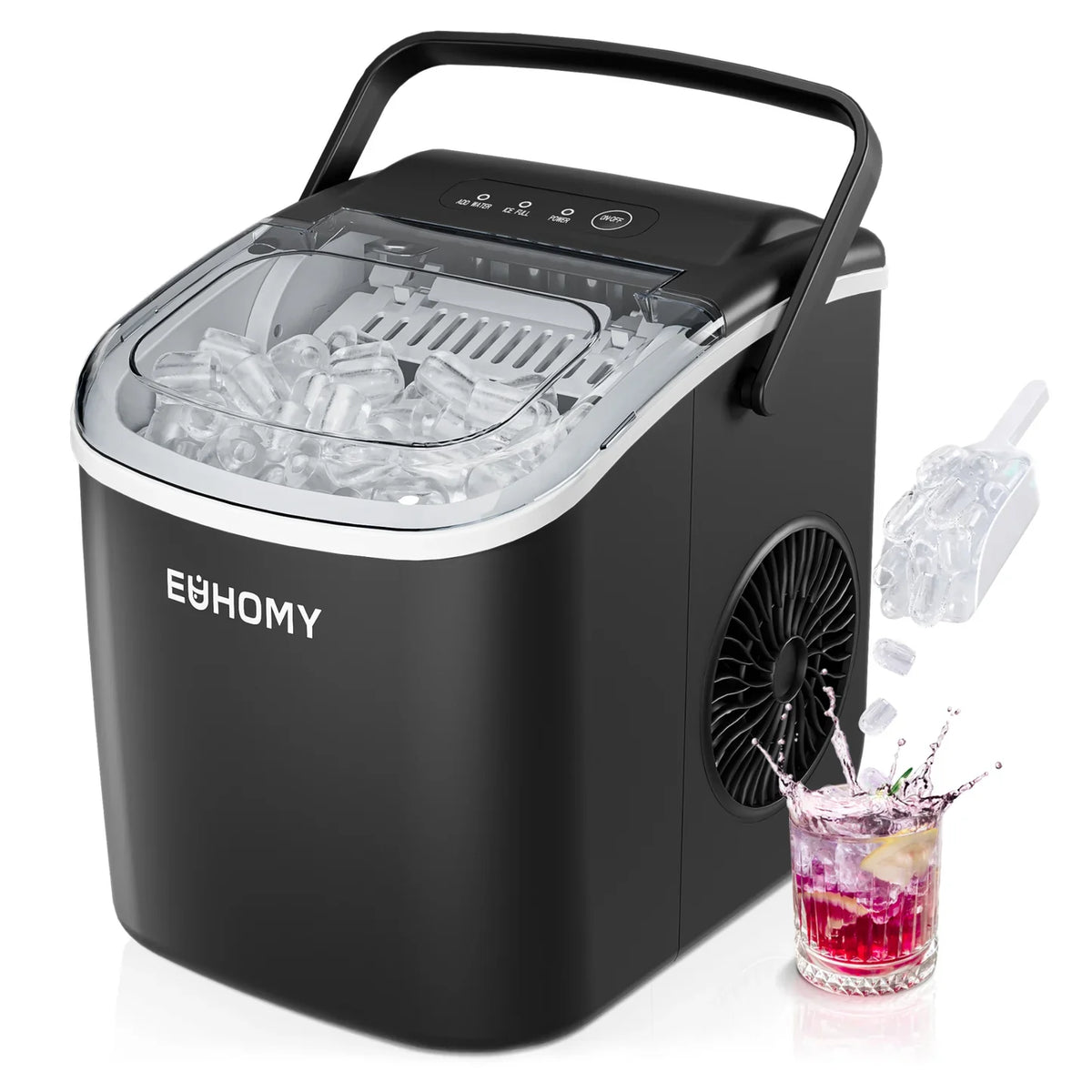 Smart Ice - Máquina de Gelo Portátil EUHOMY 12kg - Compacta, Silenciosa e Rápida