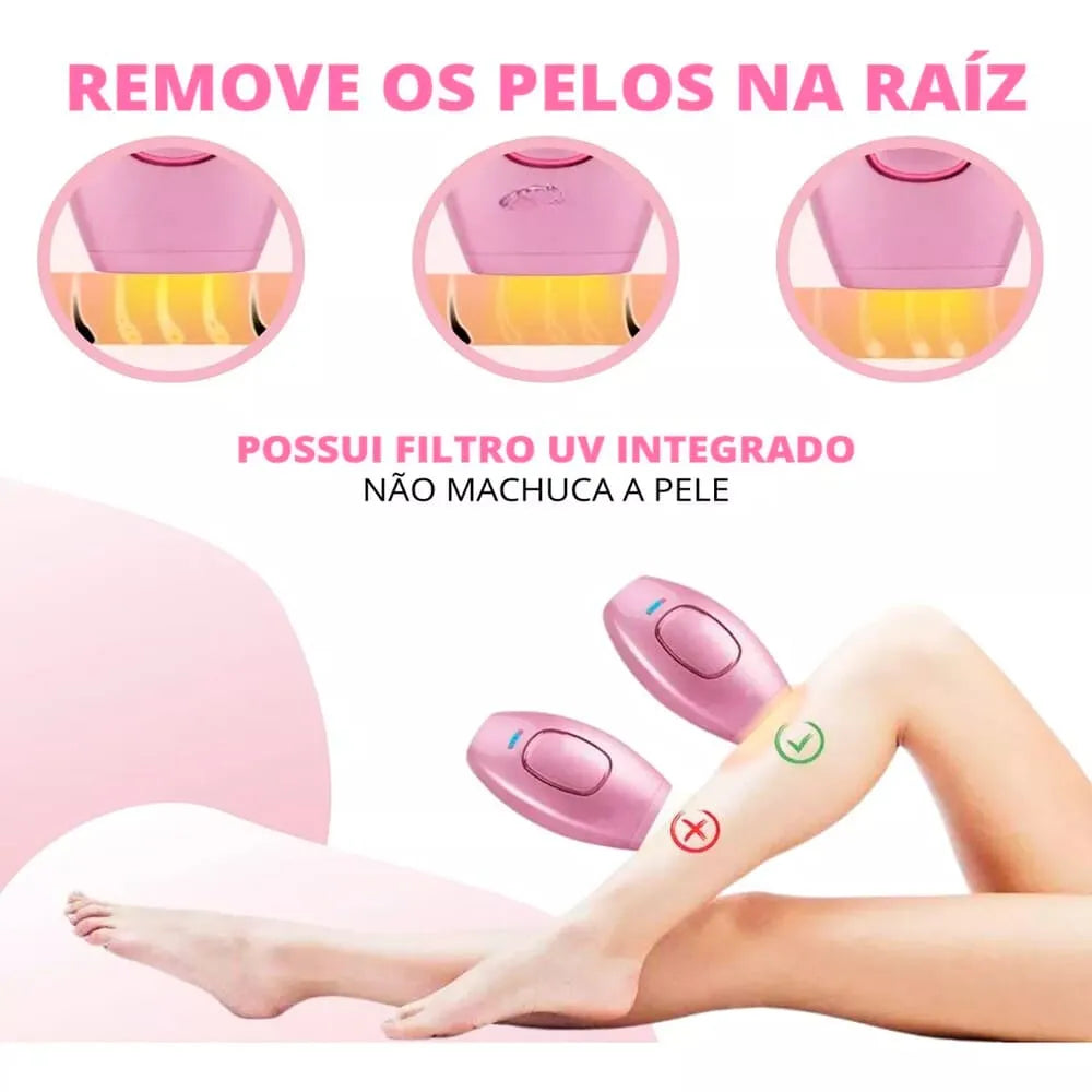 Kit 2 Depilador a Laser Definitivo Portátil Luz Pulsada IPL + Óculos de Proteção