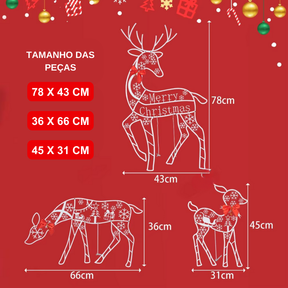 Cervo Iluminado Natalino - 3 Unidades BIVOLT